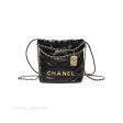 Chanel 22 Mini Bag Black Crumpled Calfskin Aged Gold Hardware Hot on Sale