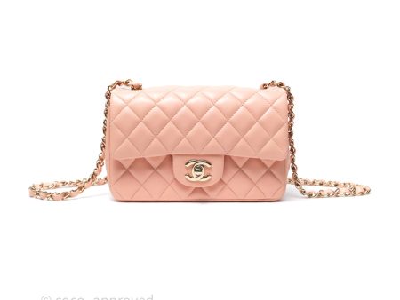 Chanel Quilted Mini Rectangular Flap Pink Lambskin Gold Hardware on Sale