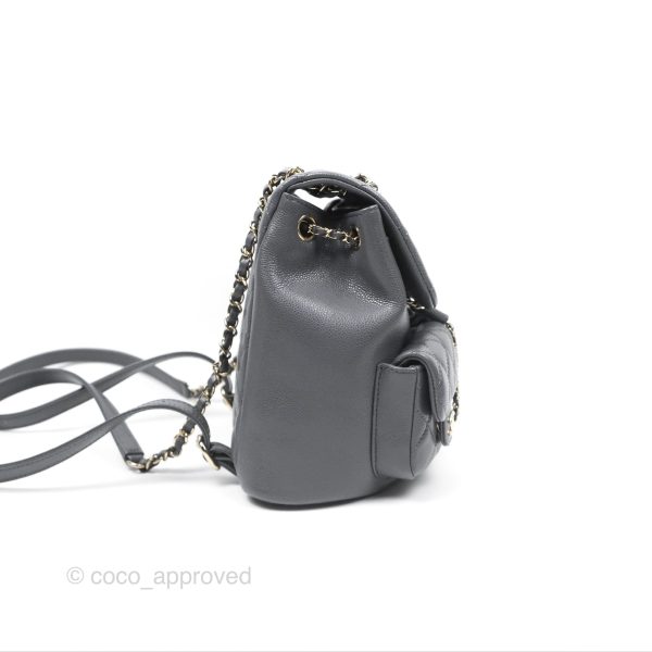 Chanel Duma Backpack Medium Grey Caviar Gold Hardware on Sale