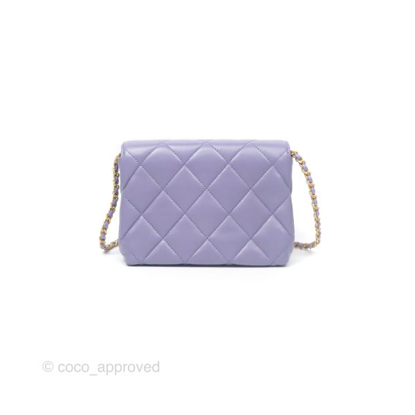 Chanel Crystal Pearl Chain Mini Flap Bag Purple Lambskin Aged Gold Hardware For Cheap