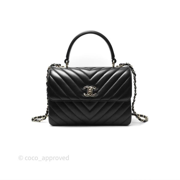 Chanel Small Trendy CC Black Chevron Lambskin Gold Hardware Sale