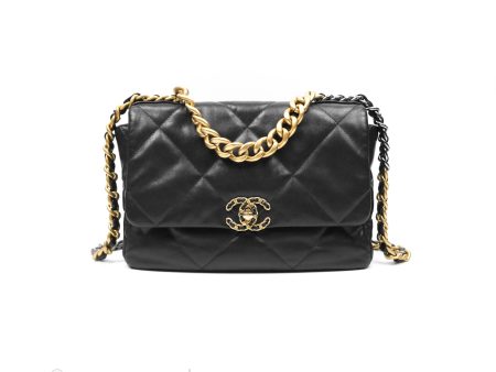 Chanel 19 Medium Black Goatskin Mixed Hardware For Cheap