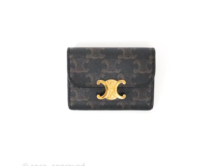 Celine Card Holder with Flap Triomphe Canvas Tan Online now