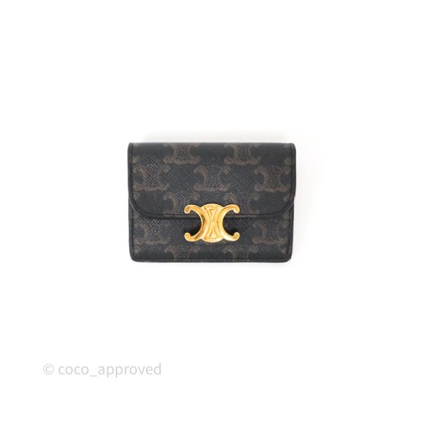 Celine Card Holder with Flap Triomphe Canvas Tan Online now