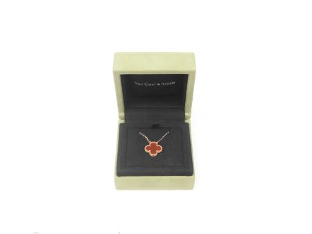 Van Cleef & Arpels Vintage Alhambra Pendant Red Carnelian Yellow Gold For Discount