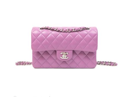 Chanel Small Classic Flap Quilted Purple Lambskin Silver Hardware Cheap