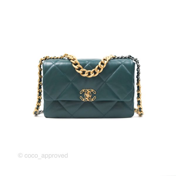 Chanel 19 Medium Green Goatskin Mixed Hardware Supply