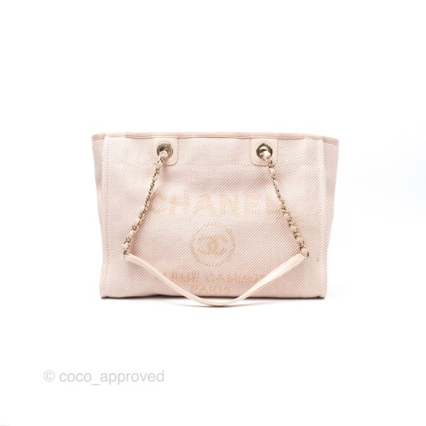 Chanel Medium Deauville Pink Canvas Gold Hardware Online now