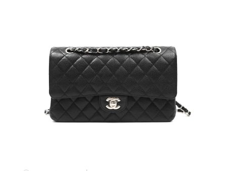 Chanel Classic M L Medium Flap Quilted Black Caviar Silver Hardware Online Sale