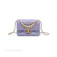 Chanel Crystal Pearl Chain Mini Flap Bag Purple Lambskin Aged Gold Hardware For Cheap