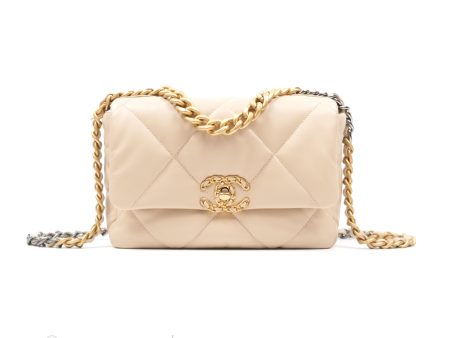 Chanel 19 Small Beige Lambskin Mixed Hardware Fashion