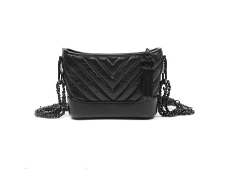 Chanel Chevron Small Gabrielle Hobo Calfskin So Black For Discount