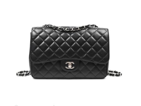 Chanel Jumbo Single Flap Black Caviar Silver Hardware⁣⁣ For Sale