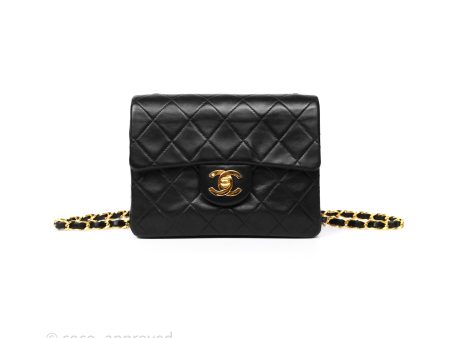 Chanel Vintage Mini Square Black Lambskin 24K Gold Hardware Online Sale