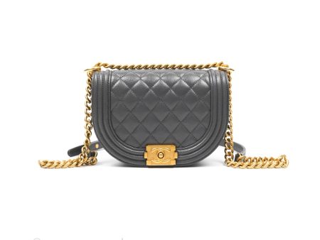 Chanel Boy Messenger Bag Grey Caviar Aged Gold Hardware on Sale