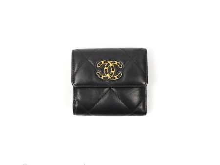 Chanel 19 Short Flap Wallet Black Lambskin Supply