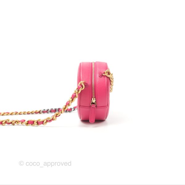 Chanel 19 Round Clutch With Chain Dark Pink Mixed Hardware Online now