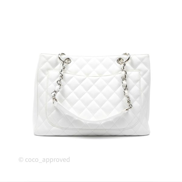 Chanel GST White Caviar Silver Hardware Discount