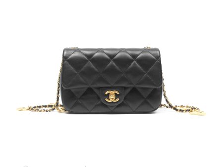 Chanel Mini Flap Bag With Heart CC Charm Black Lambskin Aged Gold Hardware For Cheap