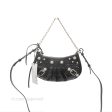 Balenciaga Le Cagole Mini Bag With Chain Black Crocodile Embossed Calfskin Aged Silver Hardware on Sale