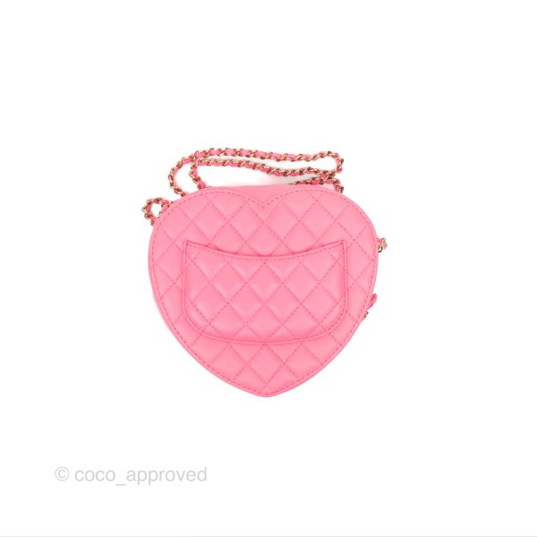 Chanel Large Heart Bag Pink Lambskin Gold Hardware 22S Fashion