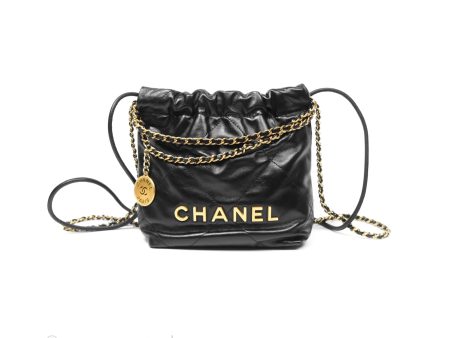 Chanel 22 Mini Bag Black Crumpled Calfskin Cheap