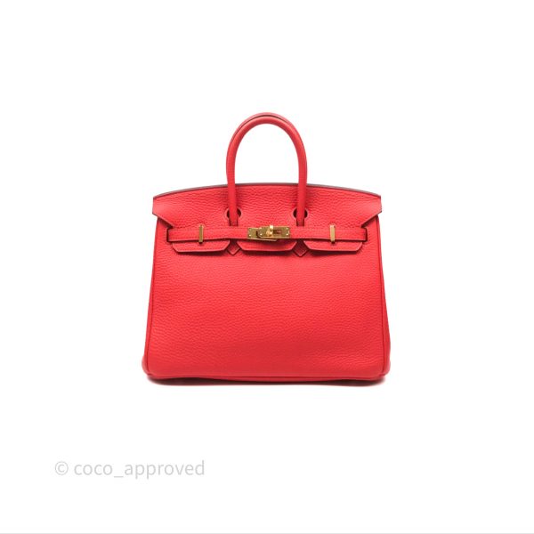 - DM Email To Purchase - Hermès Birkin 25 Retourne Rouge Tomate S5 Togo Gold Hardware For Sale