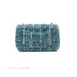 Chanel Mini Rectangular Flap Teal Tweed Gold Hardware on Sale