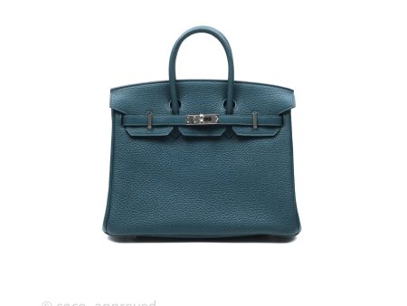 - DM Email To Purchase - Hermès Birkin 25 Retourne Vert Bosphore W0   Bleu Océan Z7 Togo Palladium Hardware Online Hot Sale