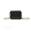 Chanel Logo Mini Square Flap Bag Black Lambskin Aged Gold Hardware 21B Online now