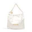 Chanel 22 Medium White Shiny Calfskin Aged Gold Hardware Online Hot Sale