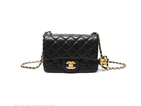 Chanel Pearl Crush Mini Square Quilted Black Lambskin Aged Gold Hardware Supply