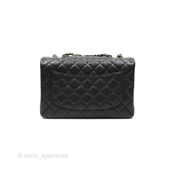 Chanel Jumbo Single Flap Black Caviar Gold Hardware Cheap