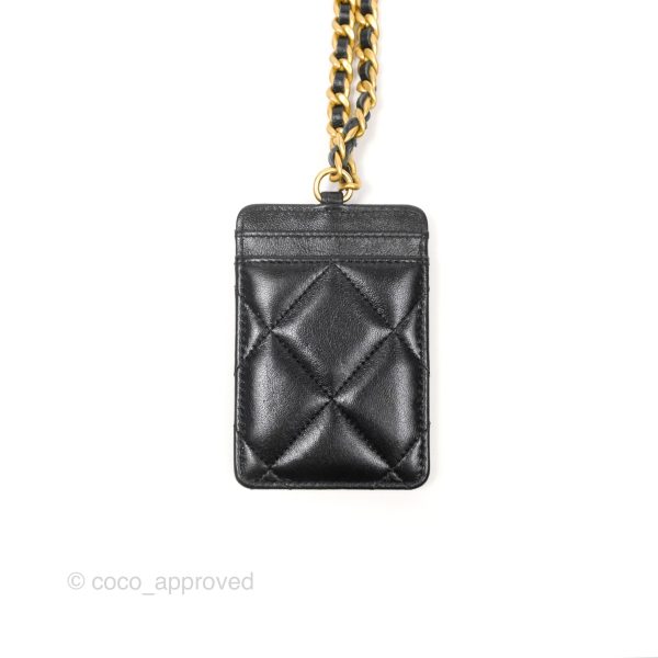 Chanel 19 Quilted Chain Card Holder Black Lambskin Mixed Hardware Supply