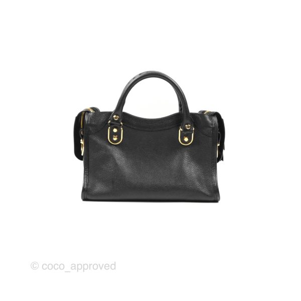 Balenciaga Classic Mini City Bag Black Grained Calfskin Gold Hardware For Cheap