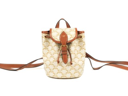 Celine Mini Floco Backpack Triomphe Canvas White Tan Calfskin Supply