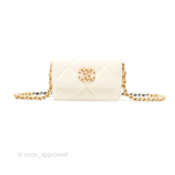 Chanel 19 Clutch With Chain Ivory White Lambskin Mixed Hardware Supply