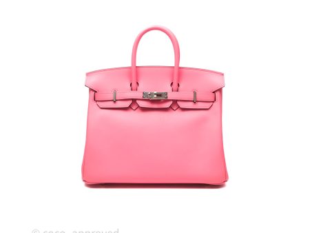 - DM Email To Purchase - Hermès Birkin 25 Retourne Rose Azalee 8W Swift Palladium Hardware For Sale