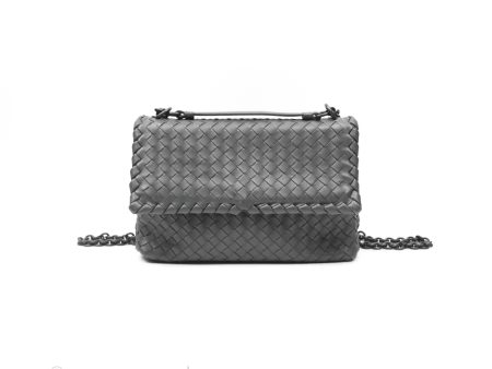 Bottega Veneta Small Nappa Intrecciato Olimpia Shoulder Bag Grey For Cheap