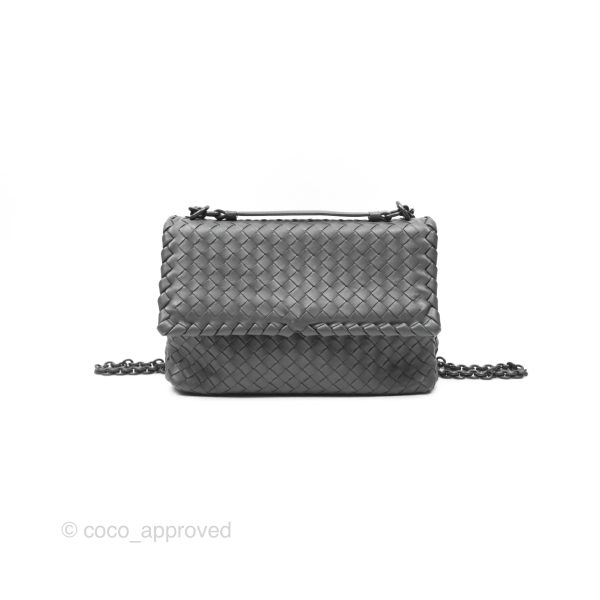 Bottega Veneta Small Nappa Intrecciato Olimpia Shoulder Bag Grey For Cheap