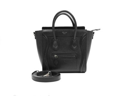 Celine Nano Luggage Bag Black Drummed Calfskin on Sale