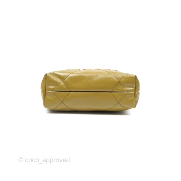 Chanel 22 Mini Bag Olive Shiny Crumpled Calfskin Aged Gold Hardware For Cheap