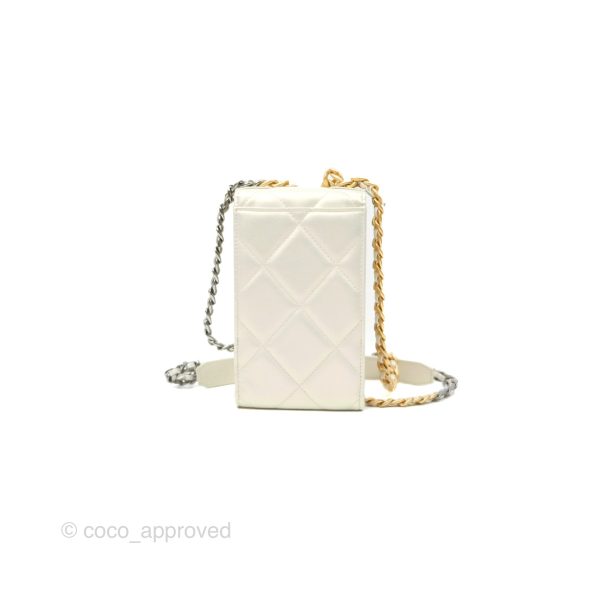 Chanel 19 Phone Holder Iridescent Ivory Mixed Hardware For Discount