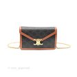 Celine Triomphe Wallet On Chain Canvas Tan Calfskin Online Hot Sale