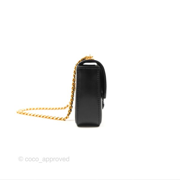 Celine Triomphe Chain Shoulder Bag Black Shiny Calfskin Hot on Sale