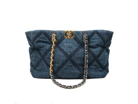 Chanel 19 Tote Quilted Denim Mixed Hardware 23C For Cheap