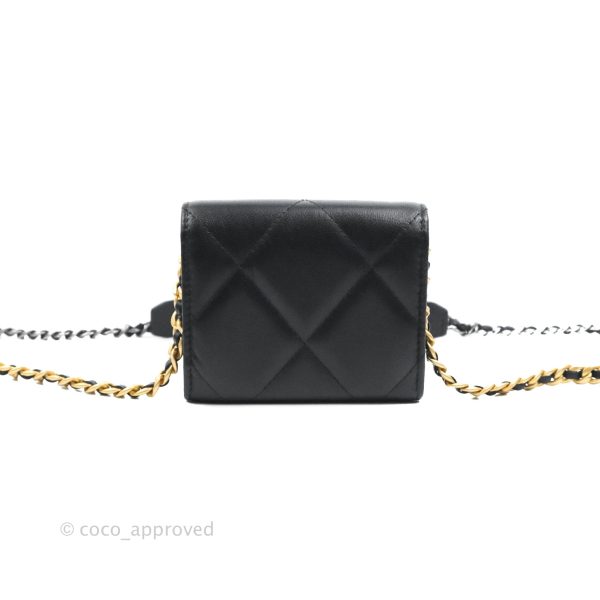 Chanel 19 Card Holder With Chain Black Mixed Hardware Online now