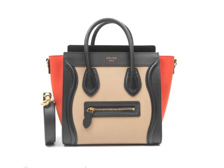 Celine Nano Luggage Grained Calfskin Gold Hardware Orange Black Beige Online Sale