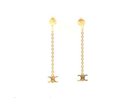 Celine Mini Triomphe Drop Earrings Gold Discount