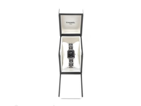 Chanel Première Iconic Chain Watch Black Leather Silver Tone Size M Online Hot Sale